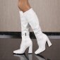 Sexy Damen Stiefel aus Lederimitat mit Blockabsatz Weiß