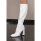 Sexy Damen Stiefel aus Lederimitat mit Blockabsatz Weiß