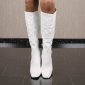 Sexy Damen Stiefel aus Lederimitat mit Blockabsatz Weiß EUR 36