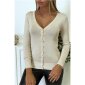 Elegante Damen Strickjacke Feinstrick Cardigan Beige