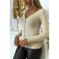 Elegante Damen Strickjacke Feinstrick Cardigan Beige