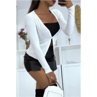 Elegant womens fine knit cardigan jersey jacket white