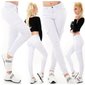 Womens skinny fit cargo jeans biker style white