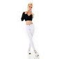 Womens skinny fit cargo jeans biker style white