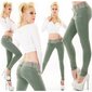 Womens skinny fit jeans incl. belt olive-green UK 10 (S)