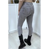 Sexy womens skinny high waist jeans acid wash grey