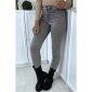 Sexy womens skinny high waist jeans acid wash grey