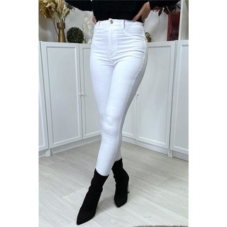 Sexy hautenge Damen Highwaist Röhrenjeans Weiß