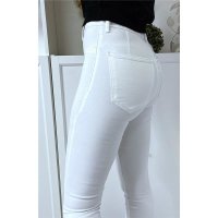 Sexy womens skinny high waist jeans white UK 10 (S)
