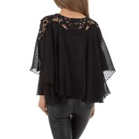 Elegantes Damen Chiffon Shirt mit Fledermausärmeln Schwarz