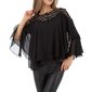 Elegant womens chiffon shirt with batwing sleeves black