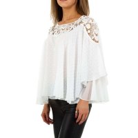 Elegant womens chiffon shirt with batwing sleeves white