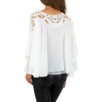 Elegantes Damen Chiffon Shirt mit Fledermausärmeln Weiß