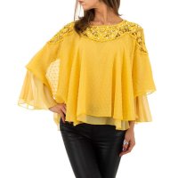 Elegantes Damen Chiffon Shirt mit Fledermausärmeln Senfgelb