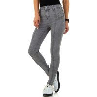 Trendy womens skinny jeans with rivets grey