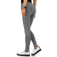 Trendige Damen Röhrenjeans mit Nieten Grau