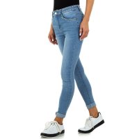 Skinny womens stretch jeans with rivets blue