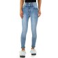 Skinny womens high waist stretch jeans with rivets blue