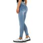 Skinny womens high waist stretch jeans with rivets blue