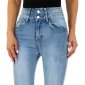 Skinny womens high waist stretch jeans with rivets blue