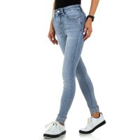 Hautenge Damen Stretch Röhrenjeans mit Schleifen am...