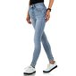 Skinny womens stretch jeans with bows at leg blue