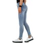 Skinny womens stretch jeans with bows at leg blue