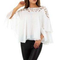 Elegantes Damen Chiffon Shirt mit Fledermausärmeln Weiß 38/40 (M/L)
