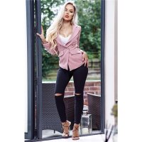 Elegant womens blazer jacket with buttons antique pink