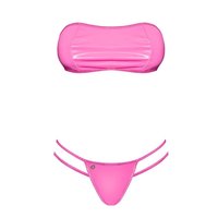 Sexy Damen Gogo-Set / Bikini in Latex-Look Pink 38/40 (L/XL)