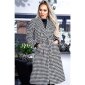 Langer Damen Mantel mit Hahnentrittmuster Schwarz-Weiß