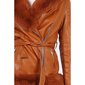 Womens faux leather winter coat with faux fur camel
