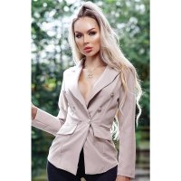 Elegant womens blazer jacket with buttons stone UK 12 (M)