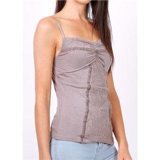 Sexy Damen Spaghettiträger-Top mit Spitze Taupe