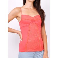 Sexy womens strappy top with lace coral