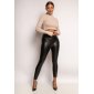 Lined womens faux leather thermo leggings black