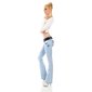 Womens bootcut jeans bleached blue incl. belt light blue UK 10 (S)