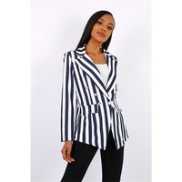 Striped womens blazer jacket with buttons navy/white