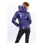 Womens glossy puffer jacket with hood navy