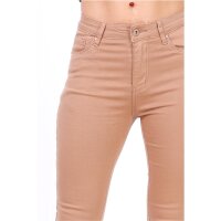 Damen Skinny Stretch Jeans Röhrenjeans Hellbraun