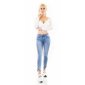 Hautenge Damen Used-Look Stretch Jeans mit Streifen Blau 38 (M)