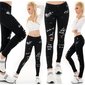 Womens distressed skinny jeans with lettering black UK 10 (S)