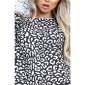 Damen Oversize Pullover mit Animalprint Leopard Schwarz/Weiß