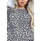 Damen Oversize Pullover mit Animalprint Leopard Schwarz-Weiß