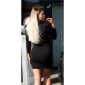 Elegantes Minikleid mit V-Ausschnitt und Puffärmeln Schwarz