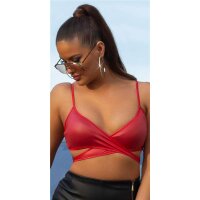 Bauchfreies Damen Wickel-Top in Wetlook Clubwear Rot