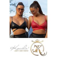 Bauchfreies Damen Wickel-Top in Wetlook Clubwear Rot