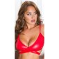 Bauchfreies Damen Wickel-Top in Wetlook Clubwear Rot