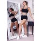2-tlg Damen Sport-Set "LOVE" Jogging Yoga Top+Shorts Schwarz
