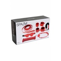 8 pcs bondage set made of imitation leather with plush red